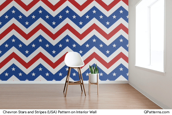 Chevron Stars and Stripes (USA) Pattern on interior-wall