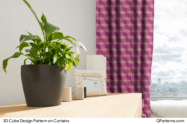3D Cube Design Pattern on curtains