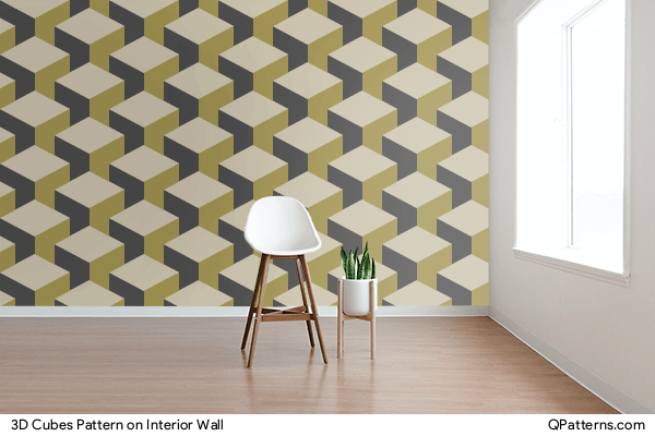 3D Cubes Pattern on interior-wall