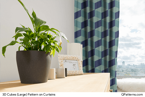 3D Cubes (Large) Pattern on curtains