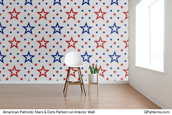 American Patriotic Stars & Dots Pattern on interior-wall