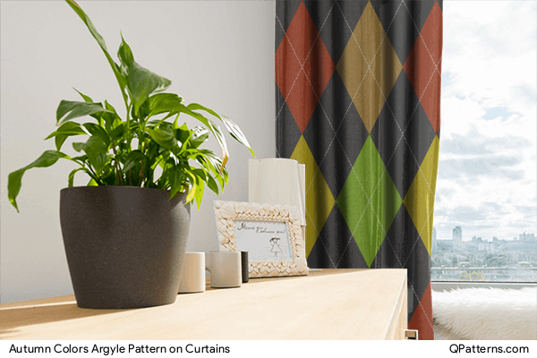 Autumn Colors Argyle Pattern on curtains
