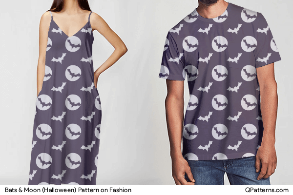 Bats & Moon (Halloween) Pattern on fashion