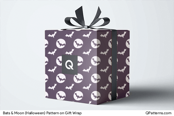 Bats & Moon (Halloween) Pattern on gift-wrap
