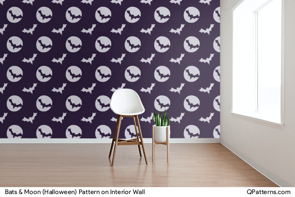 Bats & Moon (Halloween) Pattern on interior-wall