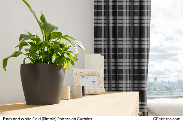 Black and White Plaid (Simple) Pattern on curtains