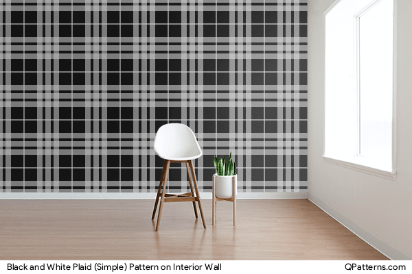 Black and White Plaid (Simple) Pattern on interior-wall