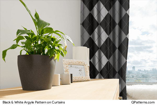 Black & White Argyle Pattern on curtains