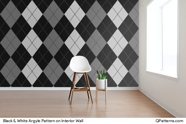 Black & White Argyle Pattern on interior-wall