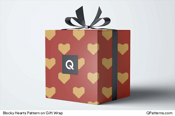 Blocky Hearts Pattern on gift-wrap