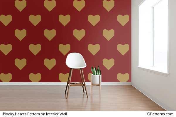 Blocky Hearts Pattern on interior-wall