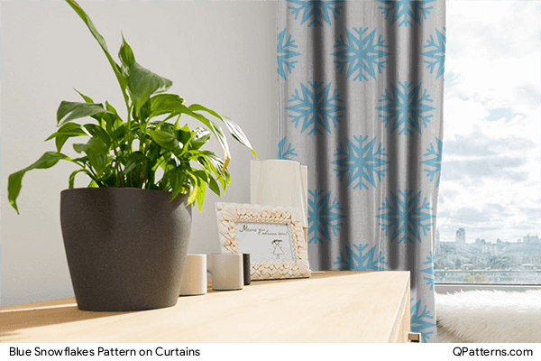 Blue Snowflakes Pattern on curtains