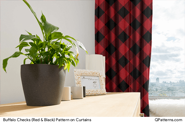 Buffalo Checks (Red & Black) Pattern on curtains