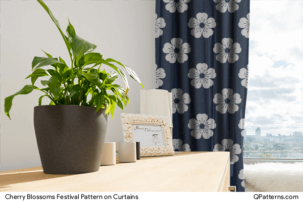 Cherry Blossoms Festival Pattern on curtains