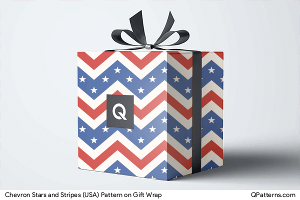 Chevron Stars and Stripes (USA) Pattern on gift-wrap