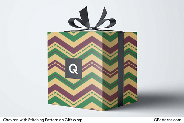 Chevron with Stitching Pattern on gift-wrap