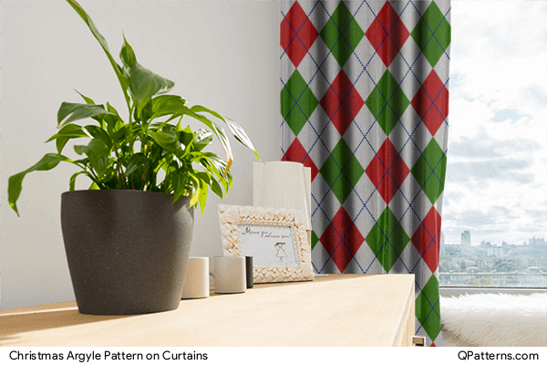 Christmas Argyle Pattern on curtains