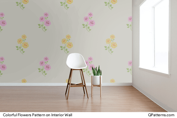 Colorful Flowers Pattern on interior-wall