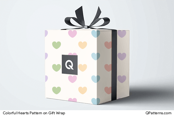 Colorful Hearts Pattern on gift-wrap