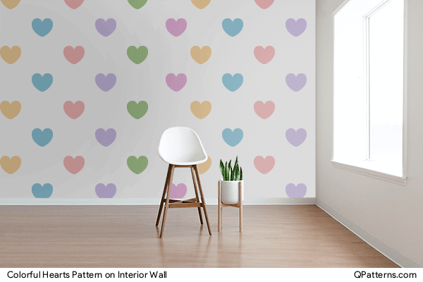 Colorful Hearts Pattern on interior-wall