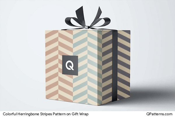 Colorful Herringbone Stripes Pattern on gift-wrap