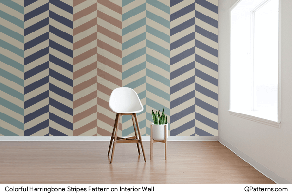 Colorful Herringbone Stripes Pattern on interior-wall