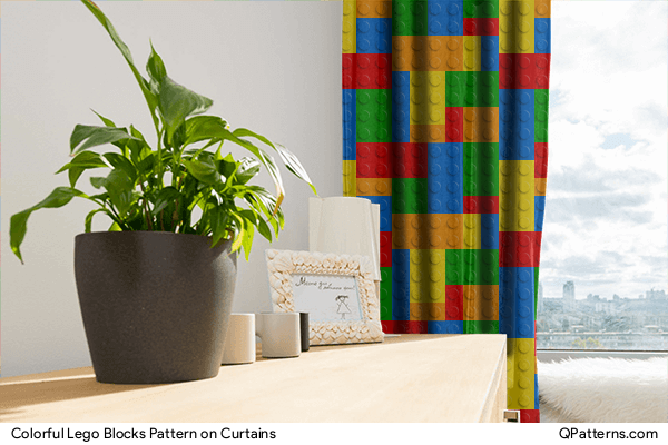 Colorful Lego Blocks Pattern on curtains