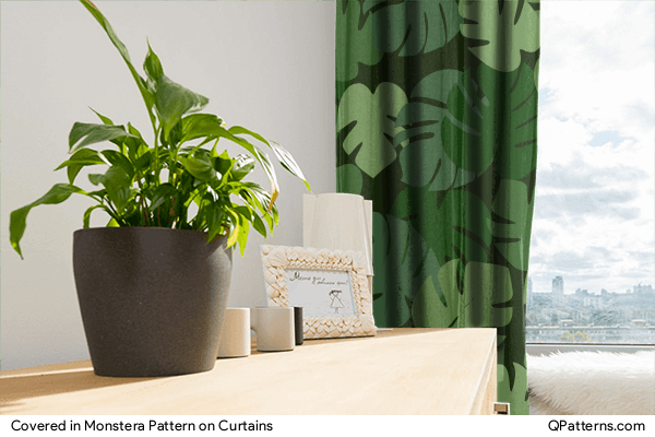 Covered in Monstera Pattern on curtains