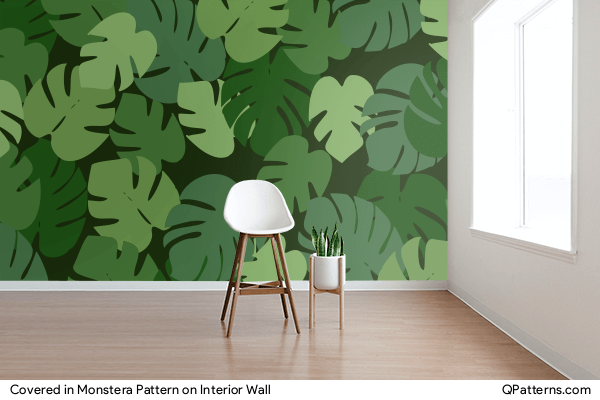Covered in Monstera Pattern on interior-wall