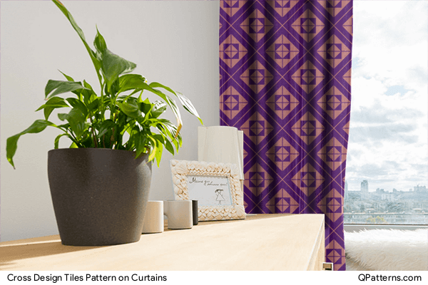 Cross Design Tiles Pattern on curtains