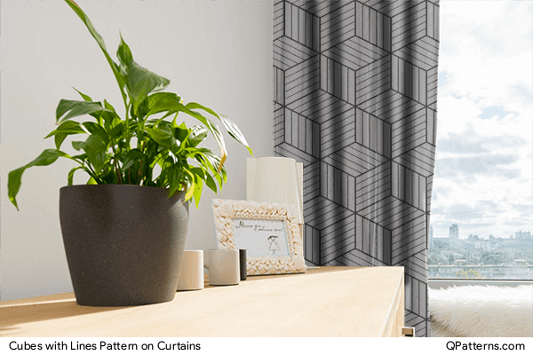 Cubes with Lines Pattern on curtains