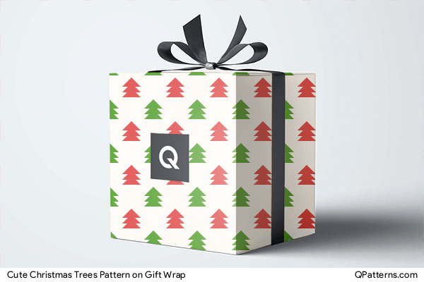 Cute Christmas Trees Pattern on gift-wrap