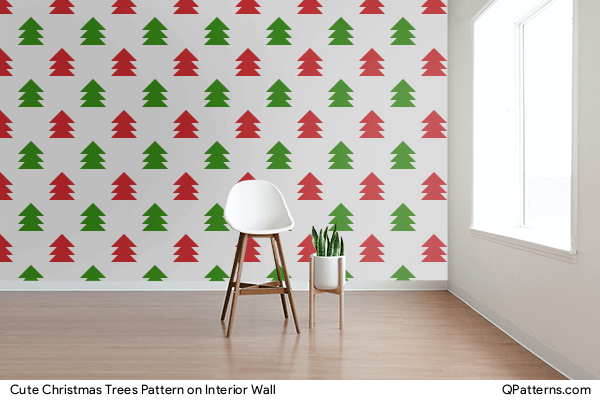 Cute Christmas Trees Pattern on interior-wall