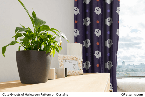 Cute Ghosts of Halloween Pattern on curtains