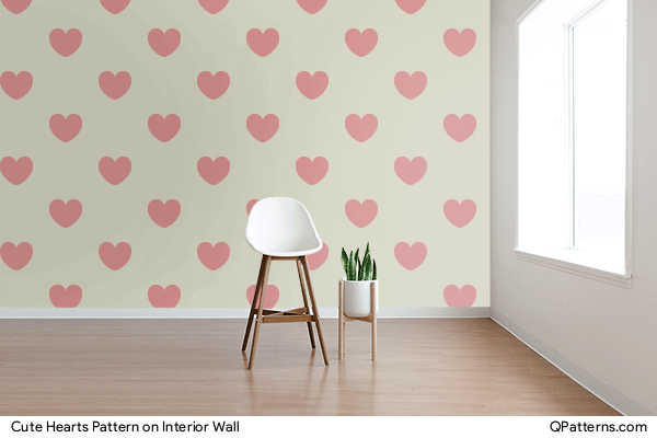 Cute Hearts Pattern on interior-wall