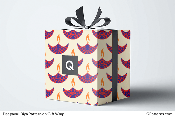 Deepavali Diya Pattern on gift-wrap