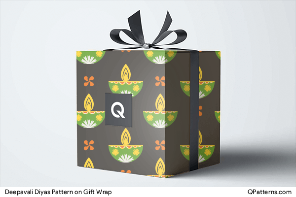 Deepavali Diyas Pattern on gift-wrap