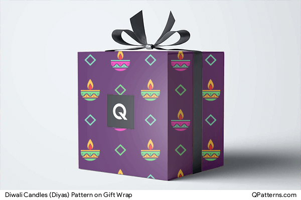 Diwali Candles (Diyas) Pattern on gift-wrap