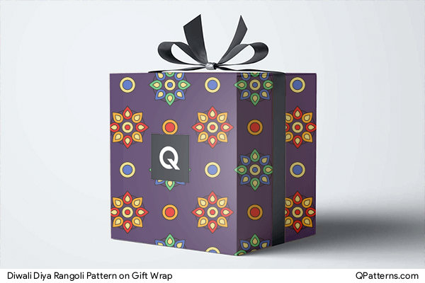 Diwali Diya Rangoli Pattern on gift-wrap