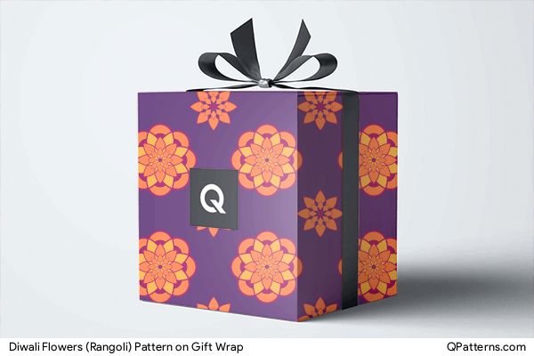 Diwali Flowers (Rangoli) Pattern on gift-wrap