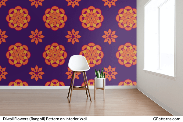 Diwali Flowers (Rangoli) Pattern on interior-wall