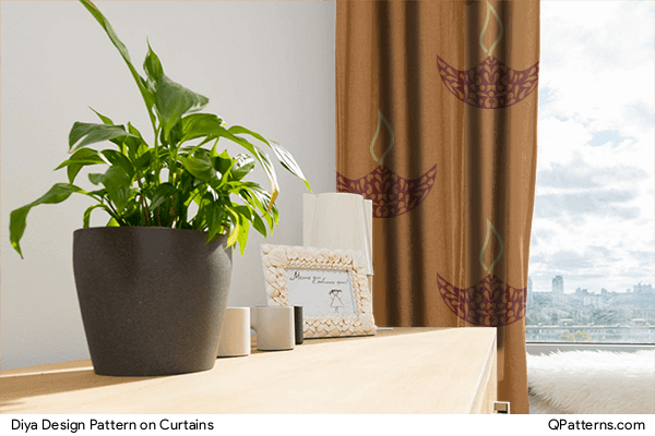 Diya Design Pattern on curtains