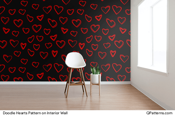 Doodle Hearts Pattern on interior-wall
