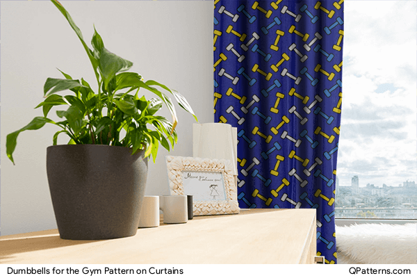 Dumbbells for the Gym Pattern on curtains