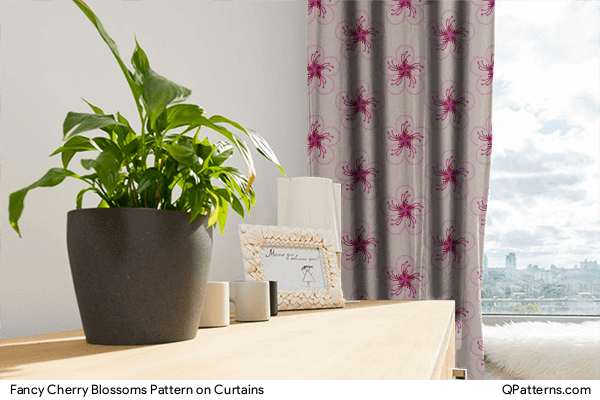 Fancy Cherry Blossoms Pattern on curtains