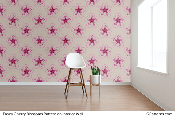 Fancy Cherry Blossoms Pattern on interior-wall
