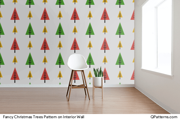 Fancy Christmas Trees Pattern on interior-wall