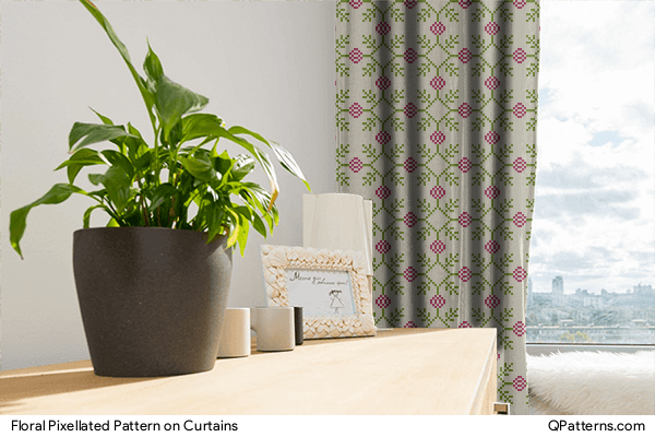 Floral Pixellated Pattern on curtains