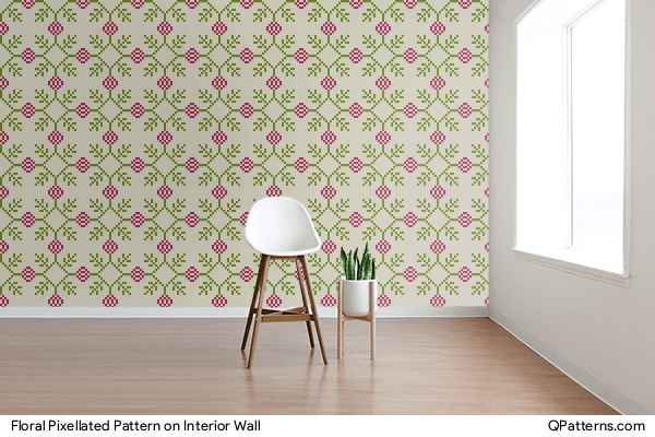 Floral Pixellated Pattern on interior-wall