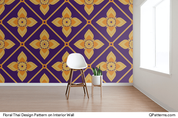 Floral Thai Design Pattern on interior-wall